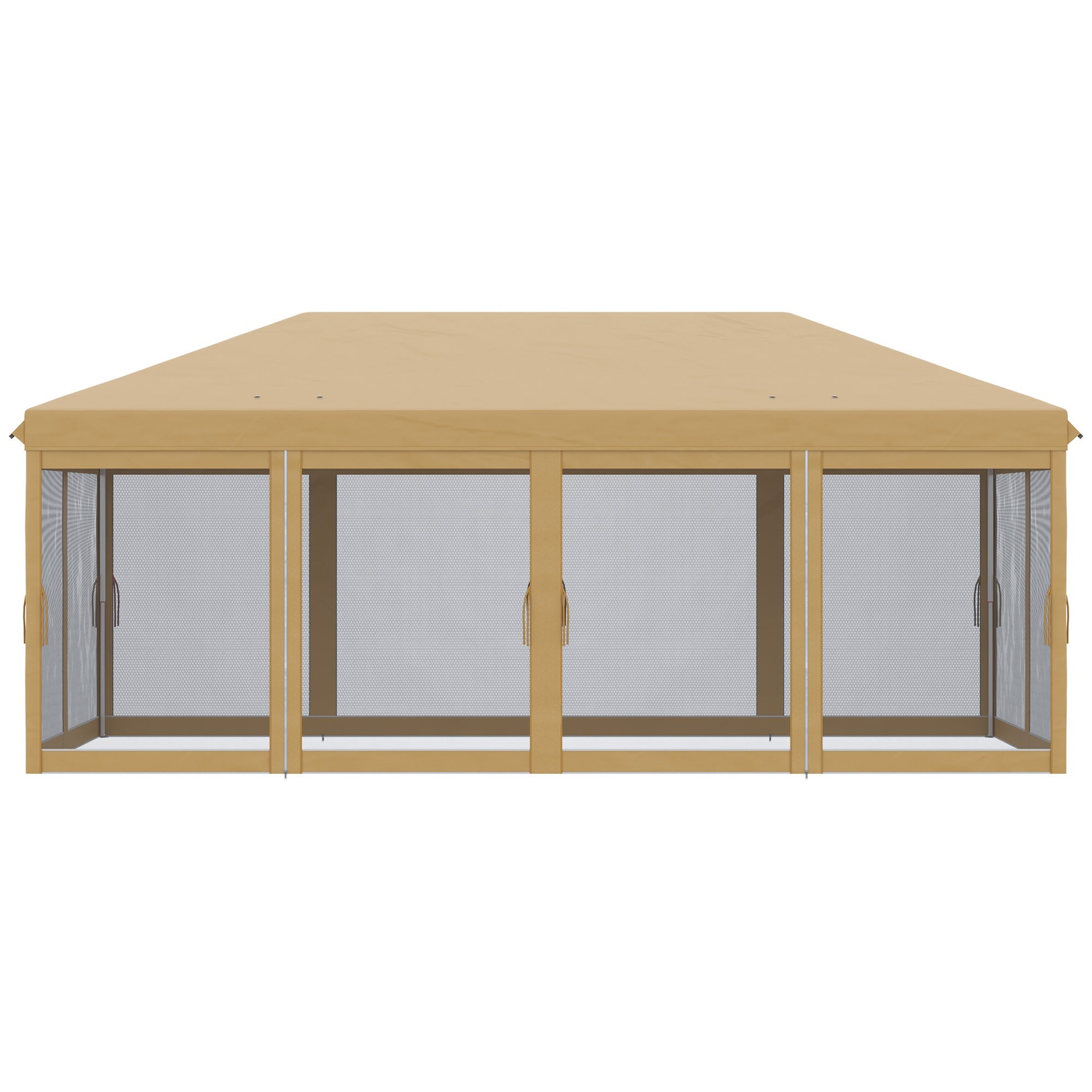 Outsunny 3 x 6m Pop Up Gazebo, Outdoor Canopy Shelter, Marquee Party Wedding Tent with 6 Mesh Walls and Carry Bag, Beige