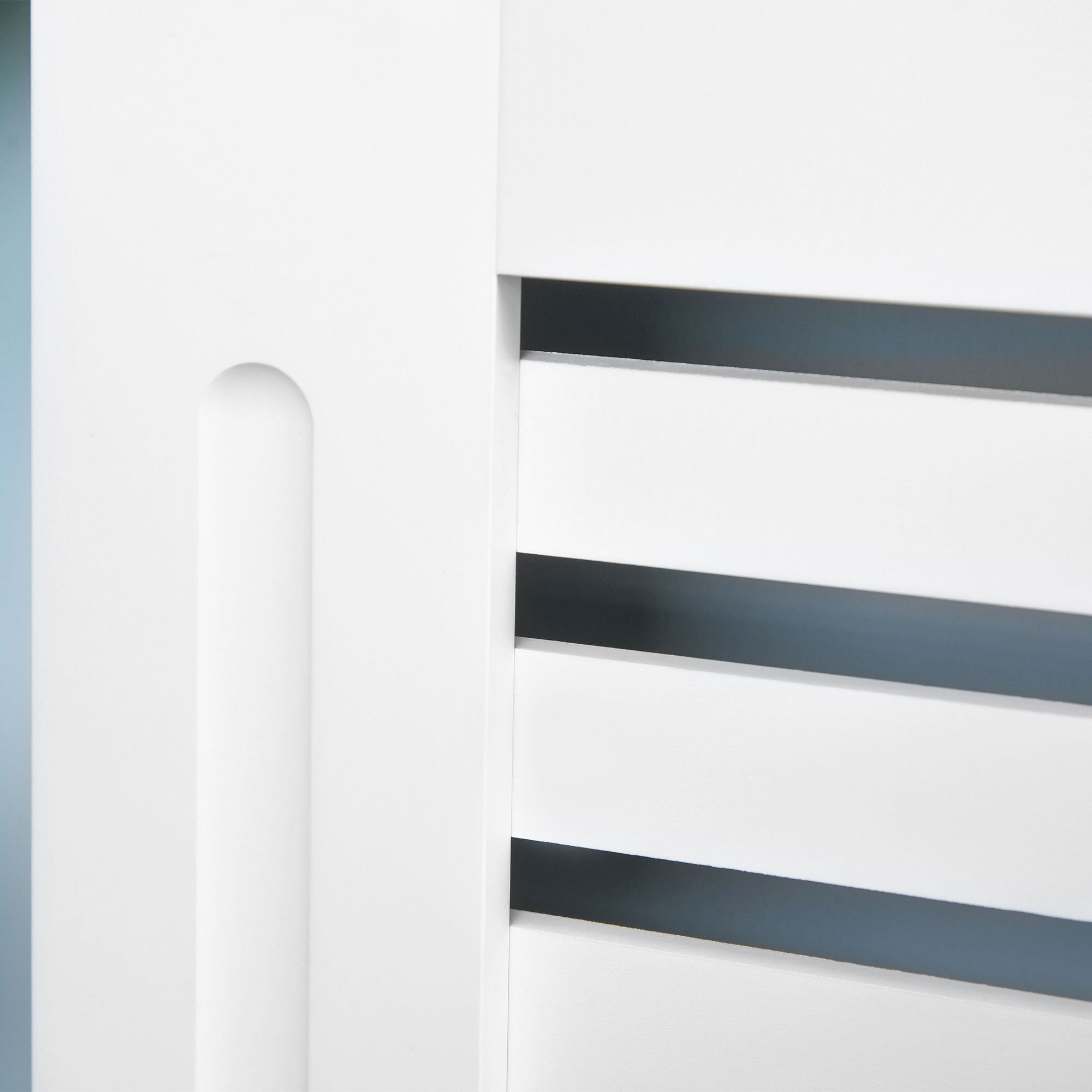 HOMCOM Radiator Cover, Modern MDF White Painted Cabinet with Horizontal Slats for Living Room, Bedroom, 172L x 19W x 81H cm