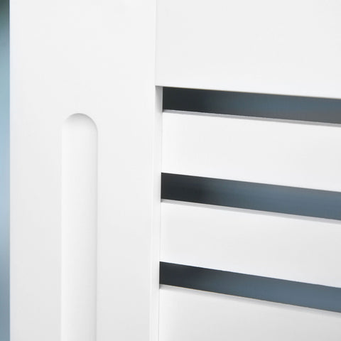 HOMCOM Radiator Cover, Modern MDF White Painted Cabinet with Horizontal Slats for Living Room, Bedroom, 172L x 19W x 81H cm