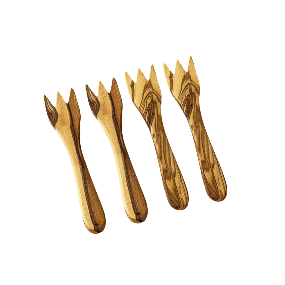 Olive Wood Olive Forks - Set of 4