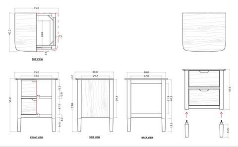 Norway Walnut Wooden Bedside Table