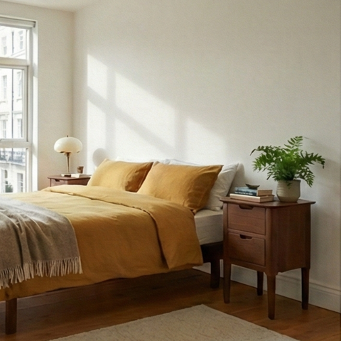 Norway Narrow Walnut Bedside Table