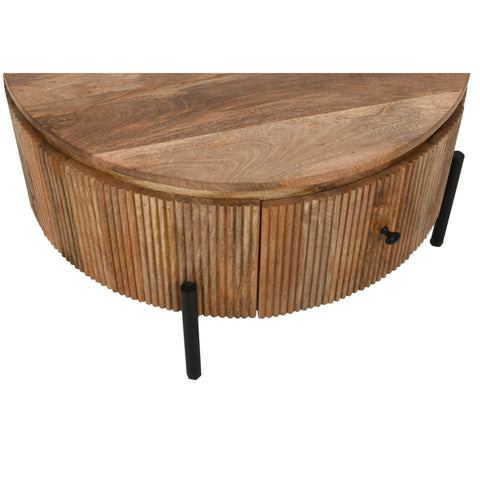York Natural Solid Wood Coffee Table With Metal Legs