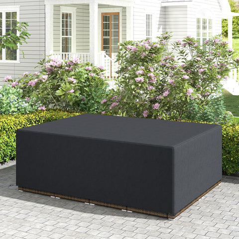 Outsunny 600D Oxford Outdoor Garden Furniture Sofa Set Cover, Waterproof Anti-UV Rattan Sun Lounger Protection Protector Cover, 275L x 205W x 90Hcm, Black