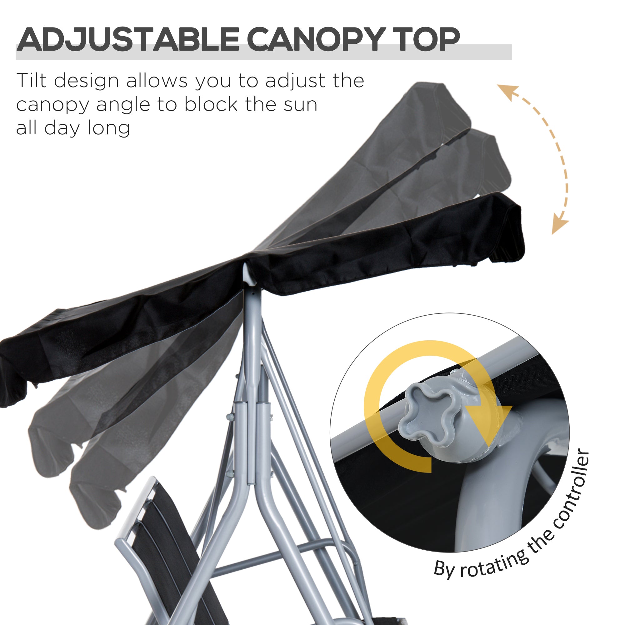 Outsunny Outdoor 3-Seater Swing Chair-Black