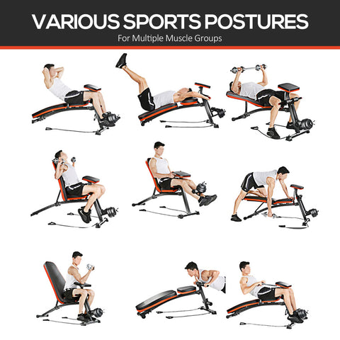 HOMCOM Adjustable Reclined Dumbbell Bench Weight Lifting Set Folding Sit Up Ab Bench Home Training Gym Multiuse Workout Exercise Fitness with 2 x 4kg Dumbbells