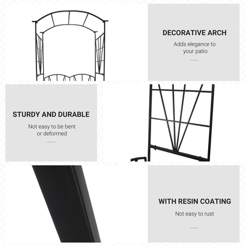 Outsunny Garden Bench, 2 Seater Outdoor Patio Bench, Metal Garden Loveseat with Arch for Vines and Climbing Plants, Black