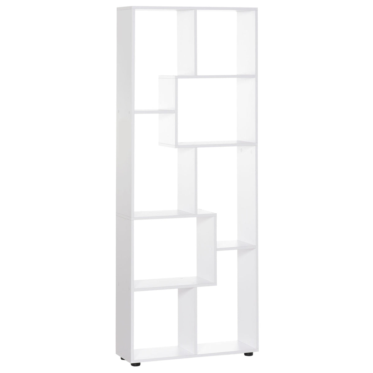 HOMCOM 8-Tier Freestanding Bookcase w/ Melamine Surface Anti-Tipping Foot Pads Home Display Storage Grid Stand Bedroom Living Room Furniture Modern Style - White