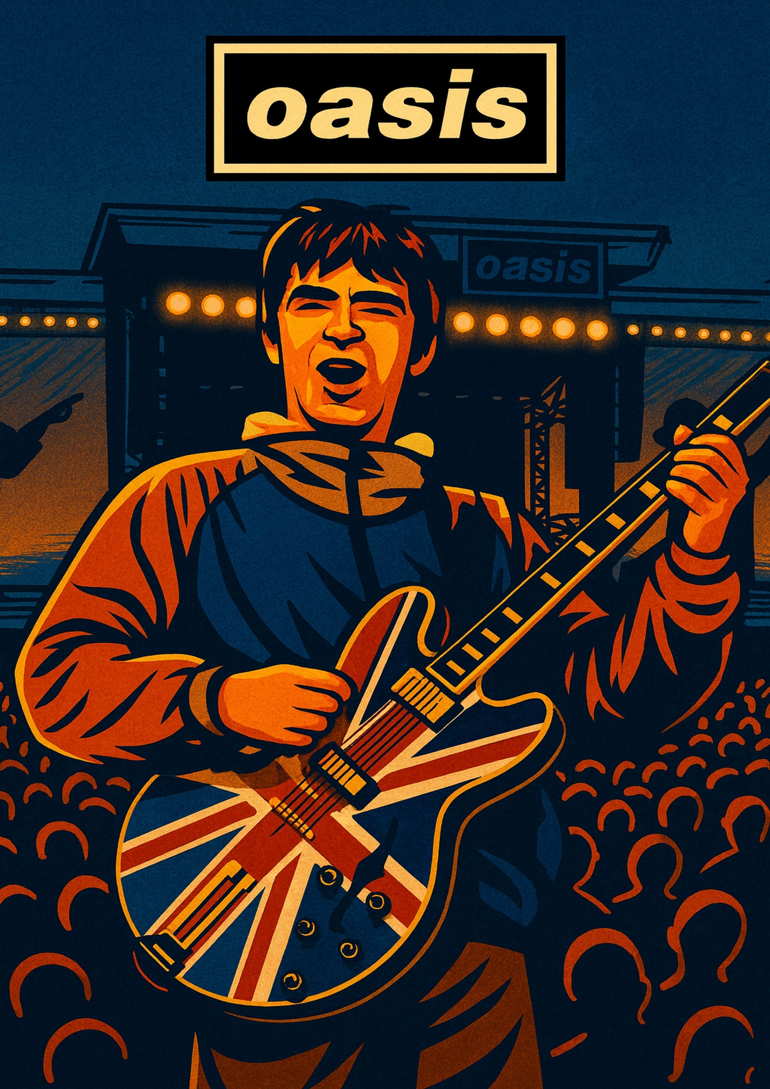Noel Gallagher Union Jack Guitar Poster - Oasis Inspired Print