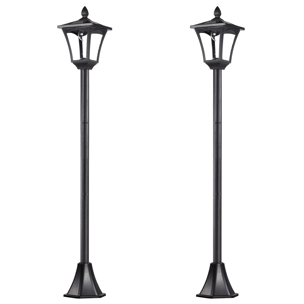 Outsunny 2 Pieces Outdoor Garden Solar Post Lamp Sensor Dimmable LED Lantern Bollard Pathway 1.6M Tall \'e2\'80\'93 Black