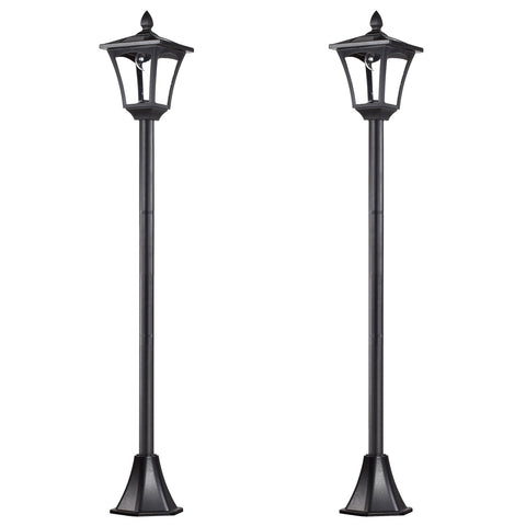 Outsunny 2 Pieces Outdoor Garden Solar Post Lamp Sensor Dimmable LED Lantern Bollard Pathway 1.6M Tall \'e2\'80\'93 Black