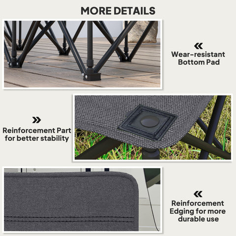 Outsunny 6 Seater Folding Camping Chair with Cup Holder & Carry Bag - Charcoal Grey
