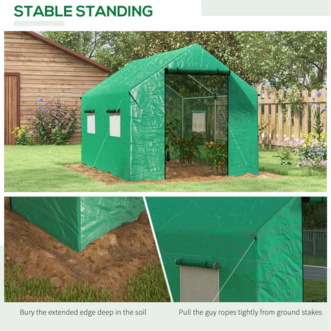 Outsunny Polyethylene Walk-in Polytunnel Greenhouse, 2 x 3(m), Green