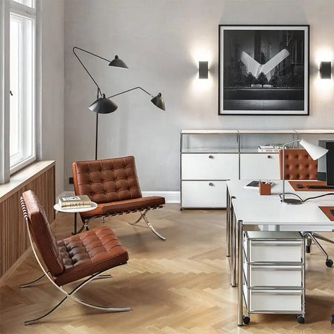 Barcelona Chair And Stool Real Leather