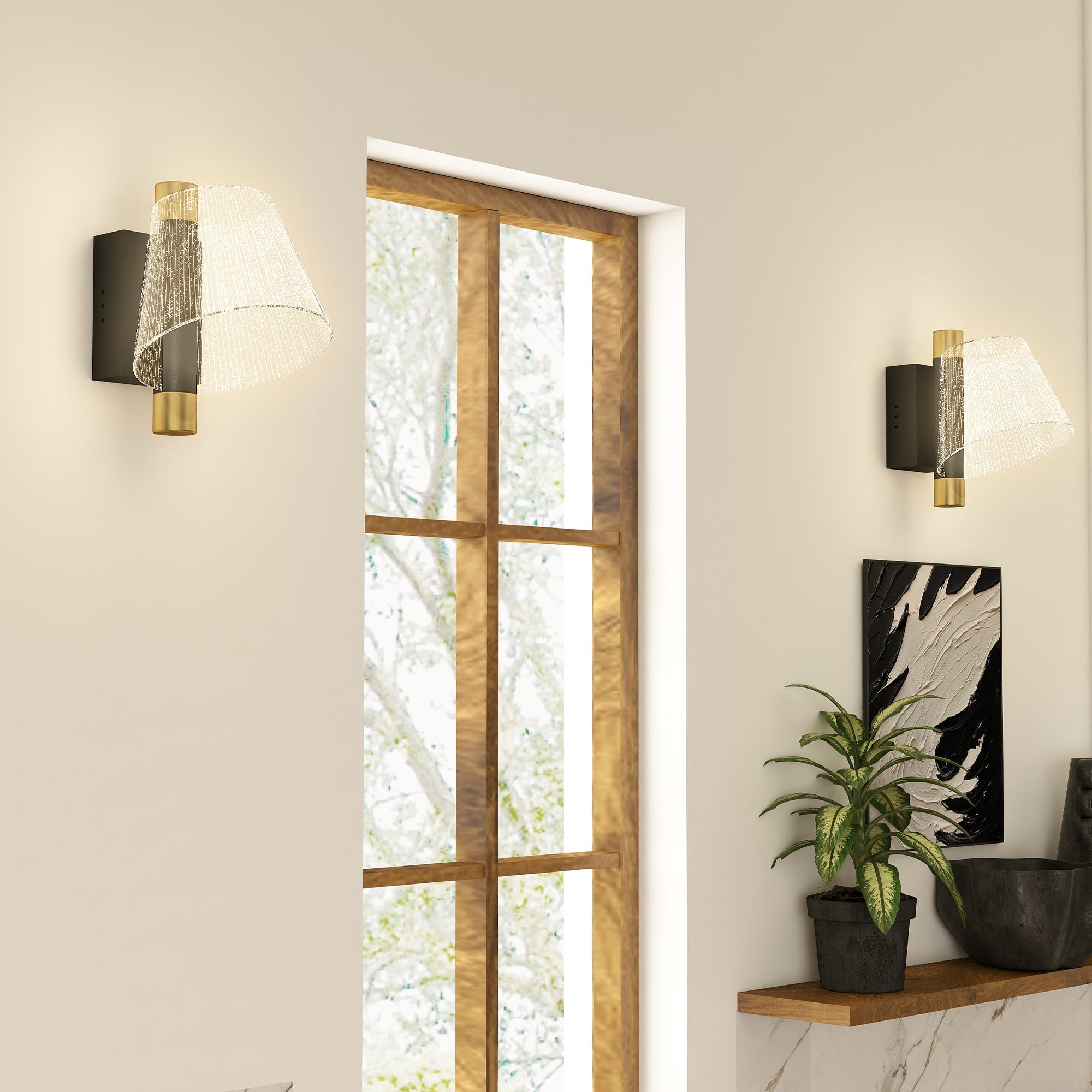 HOMCOM Led Wall Lamp 2 Pack, 5W Modern Indoor Starry Wall Light, Colour Temperature Adjustable 3000K/4000K/6500K, for Bedroom, Living Room, Hallway, Stairs, Black