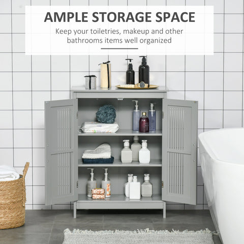 kleankin Modern Bathroom Floor Cabinet - Grey