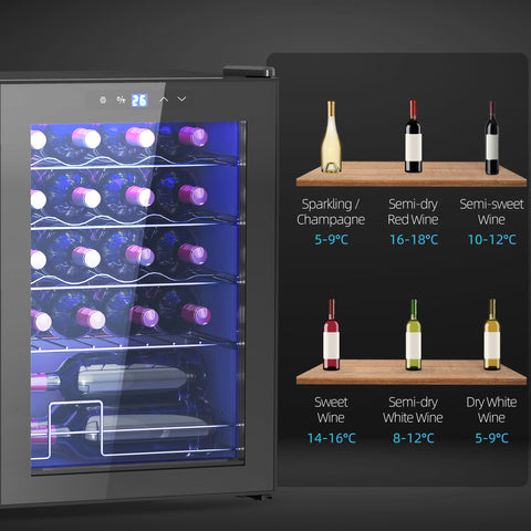HOMCOM 20 Bottle 5-18\'e2\'84\'83 Countertop Wine Fridge - Black