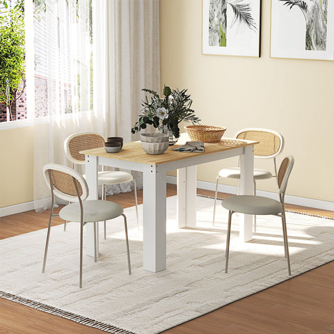 HOMCOM Dining Table for 4-6 People, Kitchen Table with Wood Effect for Dining Room, Oak and White