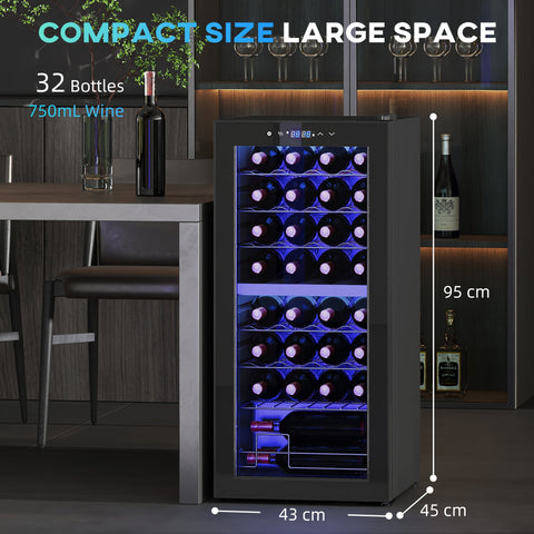 HOMCOM 32 Bottle Dual Zone 5-18\'e2\'84\'83 Wine Fridge - Black
