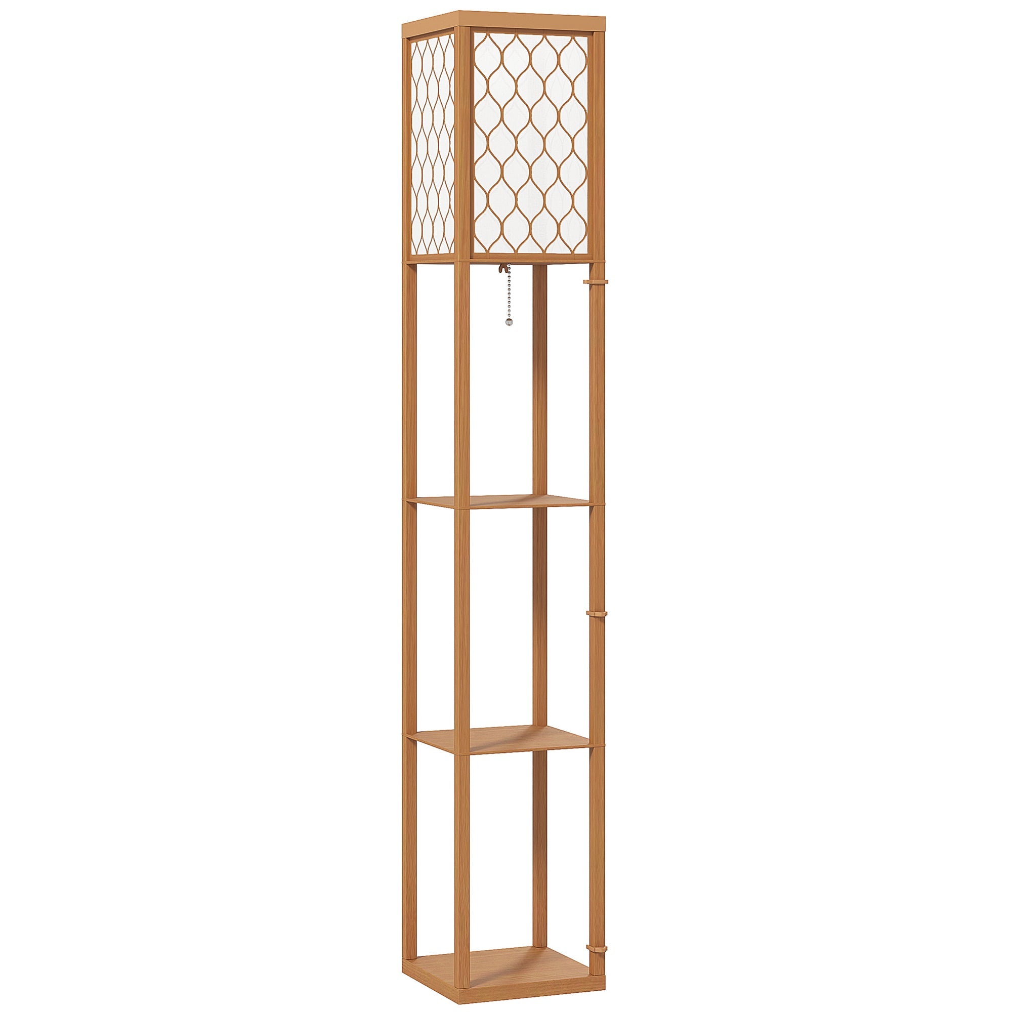 HOMCOM Three-Shelf Standing Lamp - Natural