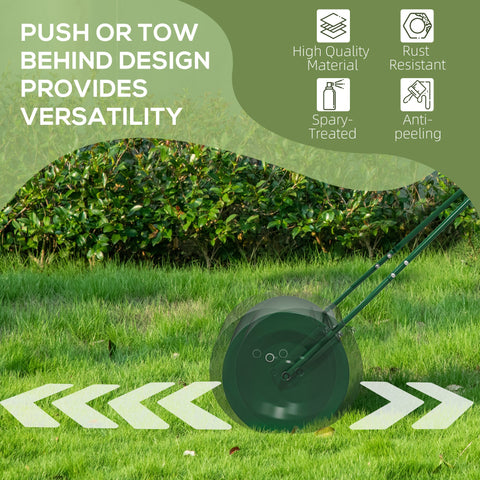 Outsunny 63 L Heavy Duty Water Or Sand Filled \'ce\'a630cm Garden Steel Lawn Roller Drum - Dark Green
