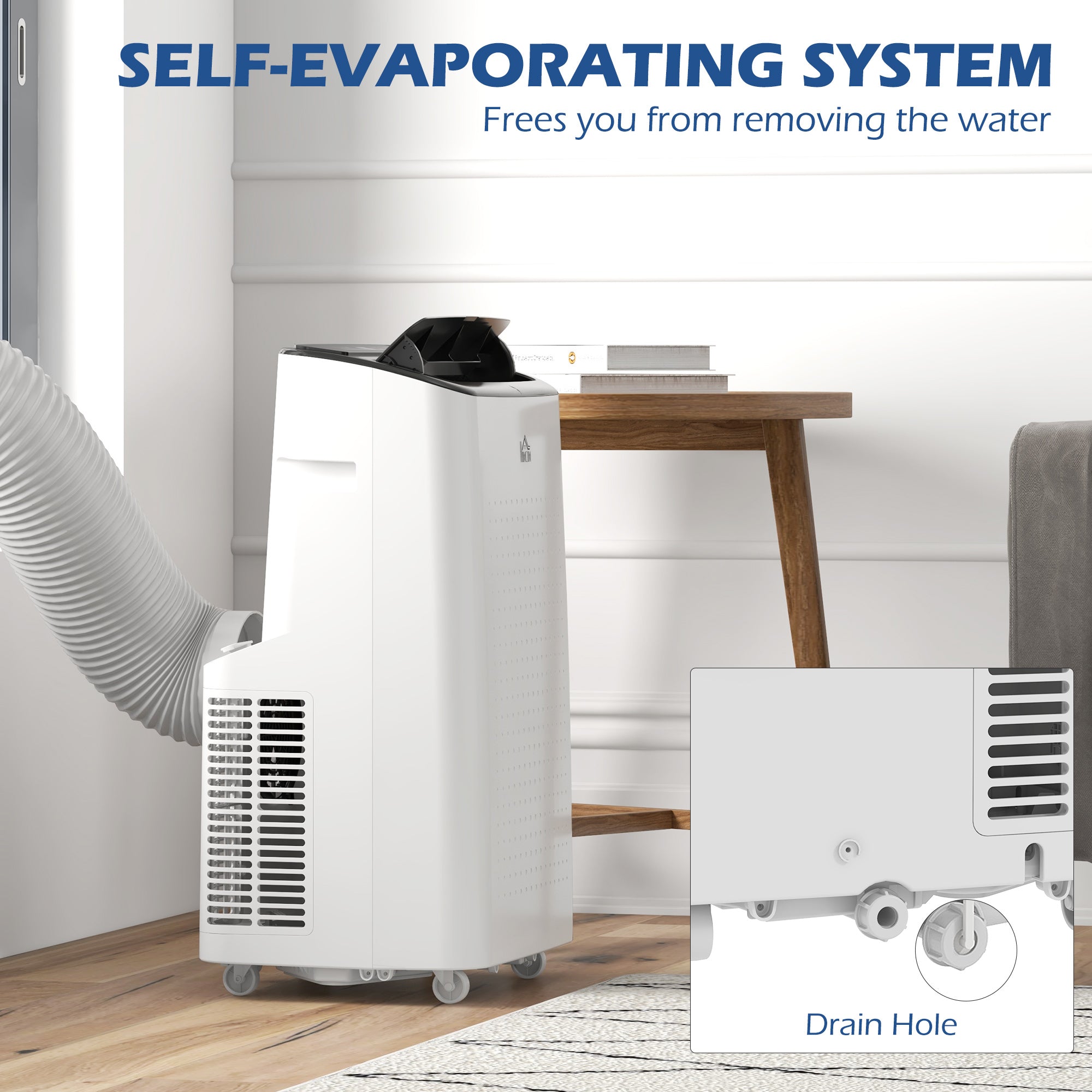 HOMCOM 14000 BTU Mobile Air Conditioner for Room up to 35m\'c2\'b2, Smart Home WiFi Compatible, with Dehumidifier, Fan, 24H Timer