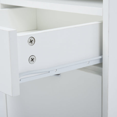 HOMCOM 60cm Filing Cabinet with Drawer, Open Shelf, Metal Handles and 4 Wheels, Office Home Organiser Mobile Printer, White