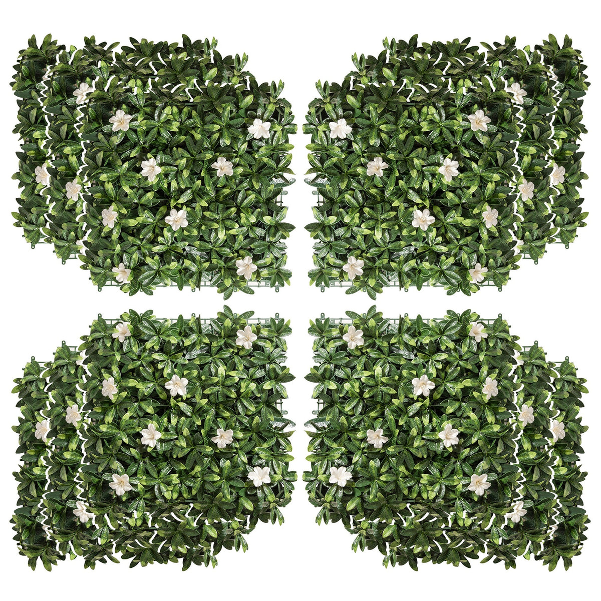 Outsunny 12PCS Artificial Boxwood Wall Panels 50cm x 50cm Rhododendron Privacy Fence Screen Faux Hedge Greenery Backdrop for Home Garden Backyard Balcony