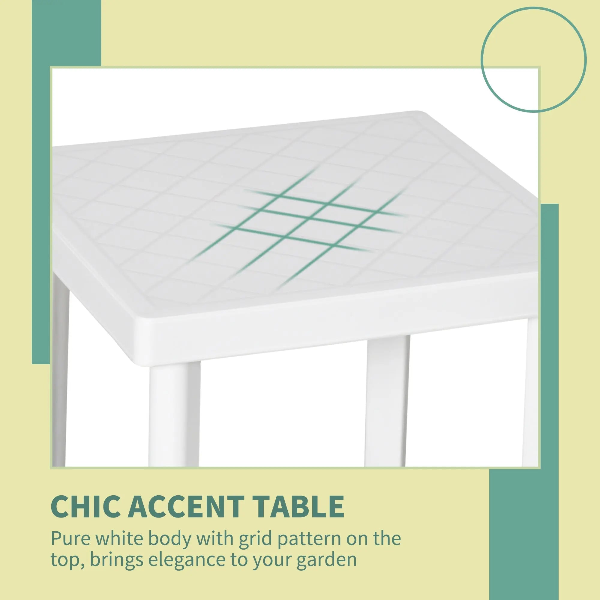 Outsunny 2pcs Garden Furniture Set Outdoor Furniture Set Dining Table, 1 Lounge Chair and 1 Garden Side Table White
