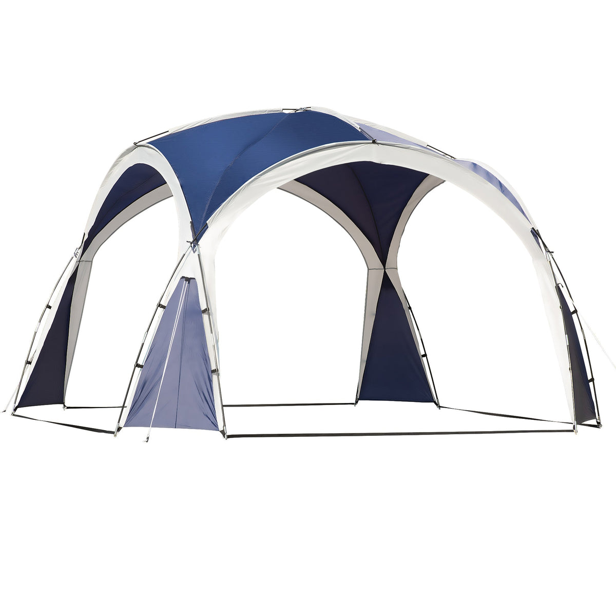Outsunny 3.5 x 3.5M 6-8 Person Camping Gazebo, Outdoor Event Shelter Dome Tent Garden Sun Shelter Patio Spire Arc Pavilion Camp Sun Shade, Blue and Grey