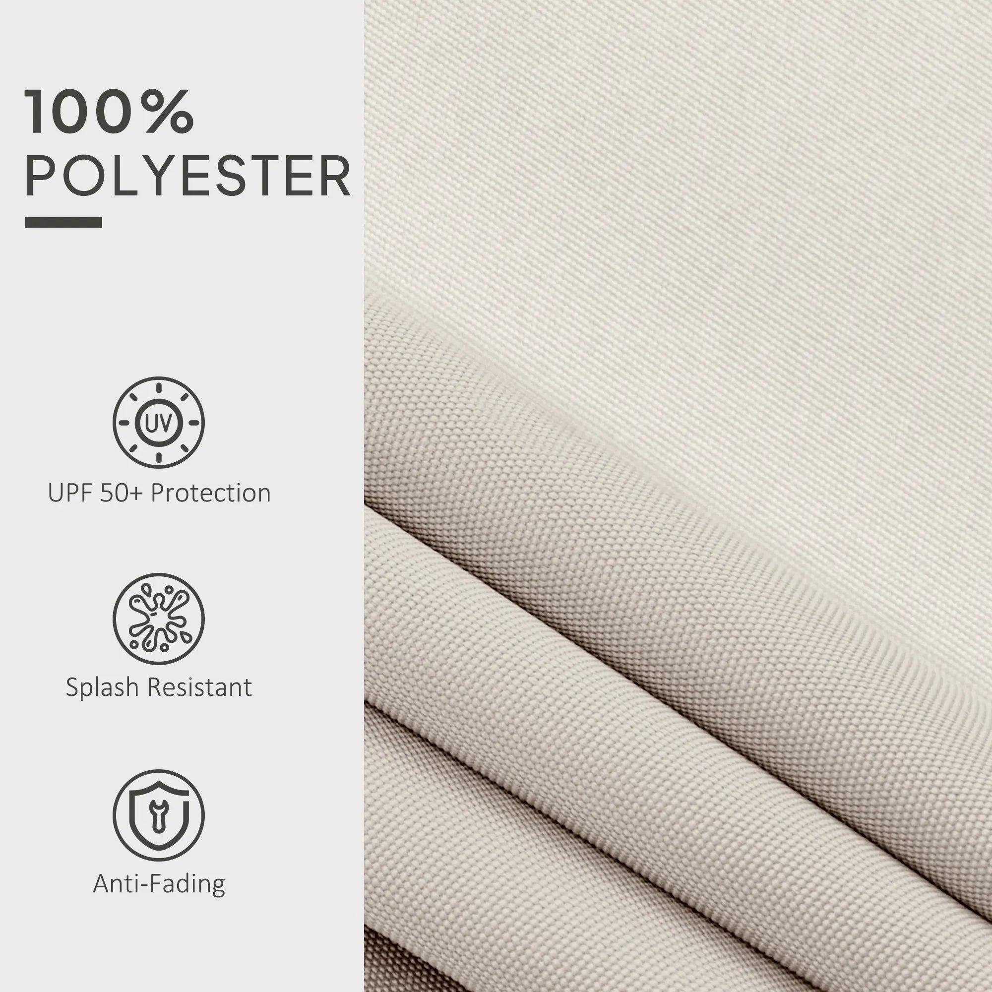 Outsunny Awning Replacement Canopy, Water Resistant UPF 50+ Sun Shade Cover for 3 x 2.5 m Garden Awning (Fabric Only), Cream White