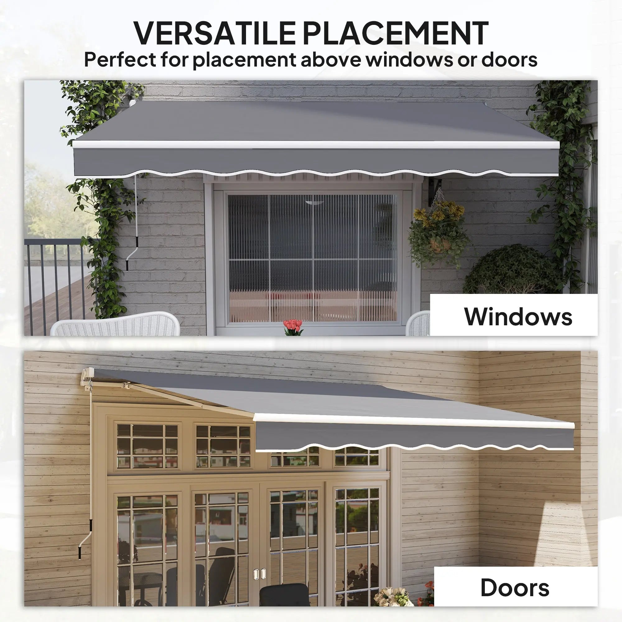 Outsunny Garden Retractable Awning - Dark Grey