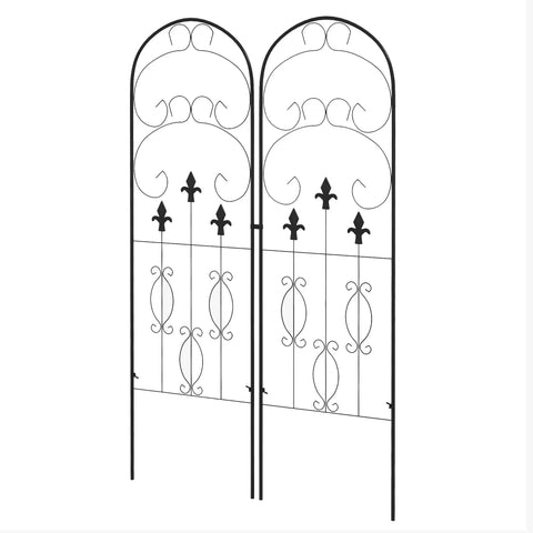 Outsunny Metal Trellis Set of 2, Garden Trellis for Climbing Plants Support Frames, Scrolls Design