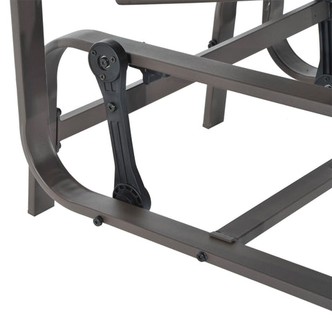 Outsunny Outdoor Gliding Rocking Chair with Sturdy Metal Frame Garden Comfortable Swing Chair, Grey & Brown