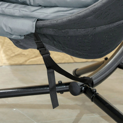 Outsunny Round Egg Basket Chair, with Steel Stand, Charcoal Grey