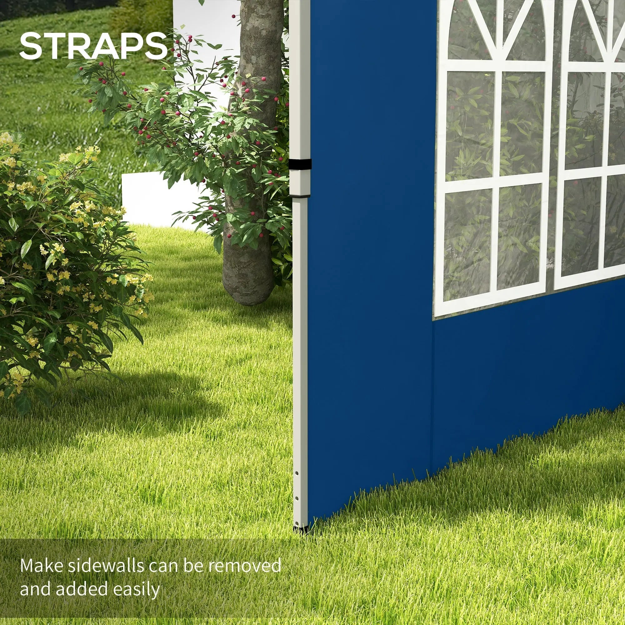 Outsunny Set of 2 Gazebo Side Panels - Blue
