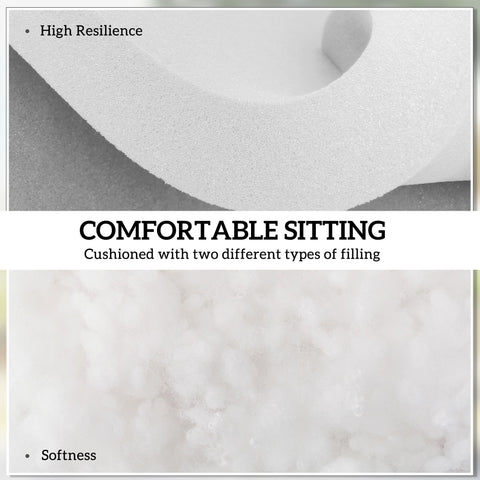 Outsunny Set of 4 Garden Seat Cushion with Ties, 42 x 42cm Replacement Dining Chair Seat Pad, Light Grey