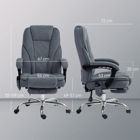Vinsetto Massage Office Chair, Heated Reclining Computer Chair with Adjustable Height and Footrest, Dark Grey