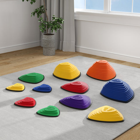 AIYAPLAY 11-Piece Stepping Stones for Kids, Stackable Sensory Toys Outdoor Indoor, Obstacle Course for Balance and Motor Skills