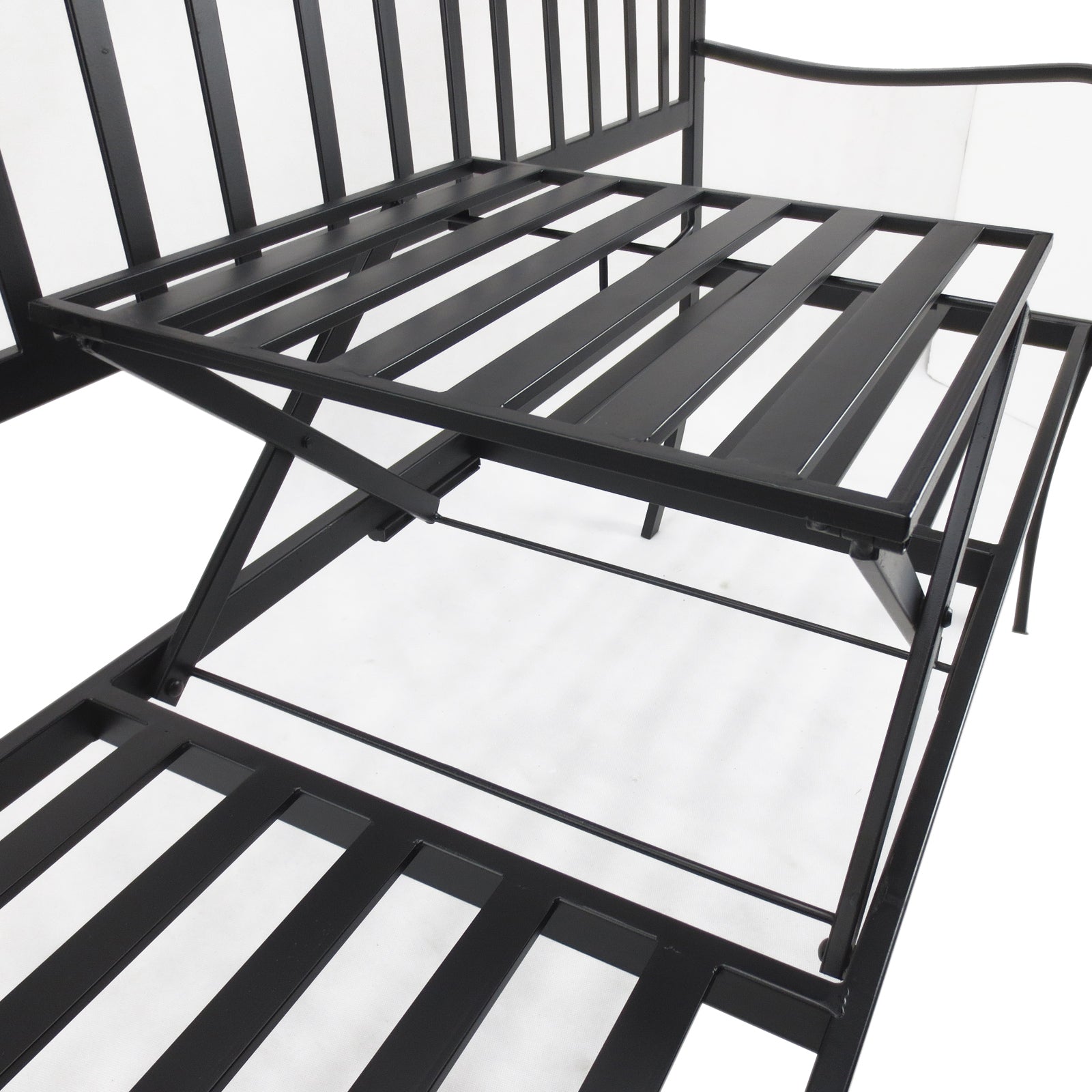 Outsunny Metal Bench W/Table,  150Lx53Wx95H cm