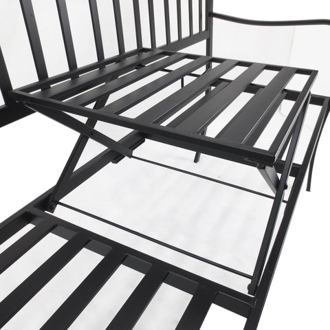 Outsunny Metal Bench W/Table,  150Lx53Wx95H cm