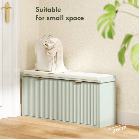 HOMCOM Elegant Ten Shoe Bench, with Top Seat - Green