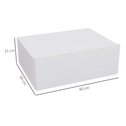 HOMCOM Floating Bedside Table, Wall-Mounted Nightstand with Storage Drawer, Small Side End Table for Bedroom, White