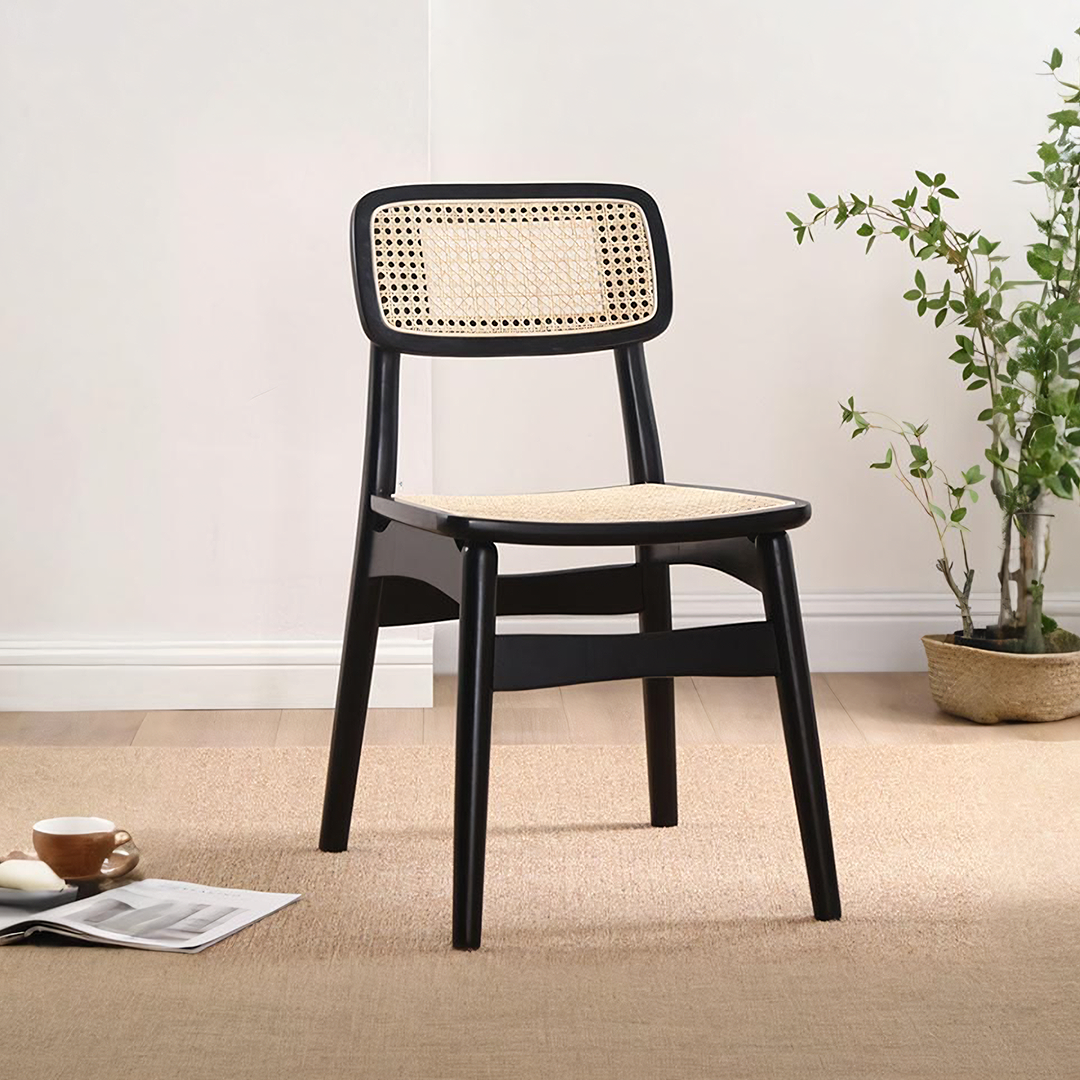 Patten Rattan Dining Chair, Solid Wood