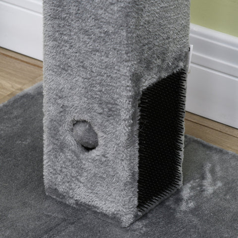 PawHut Cat Tree Scratching Post for Indoor Cats 79cm Jute Scratcher Climber w/ Carpet Base Dangling Toy – Grey