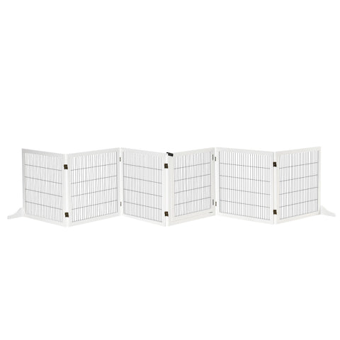 PawHut Wooden Pet Gate, Freestanding Dog Safety Barrier, w/ 2 Support Feet, White