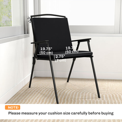 Outsunny Outdoor Seat Cushions Set of 2 with Ties, Waterproof Garden Seat Pads, Black