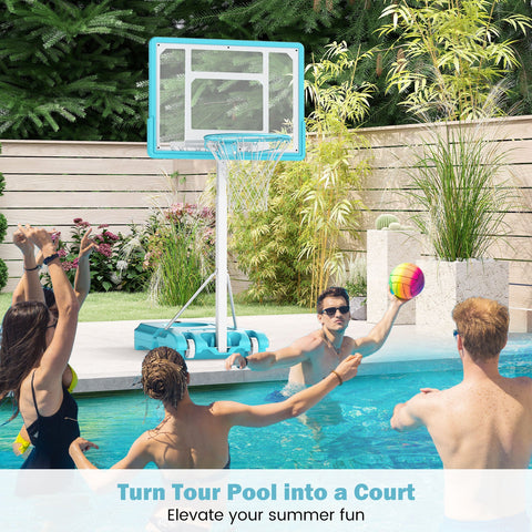 Pool Basketball Hoop Poolside Basketball Goal with 83 cm Shatterproof Backboard-White