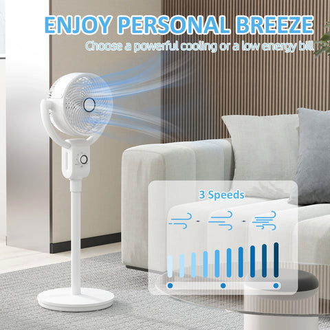 HOMCOM Pedestal Air Circulation Fan with Oscillating, White