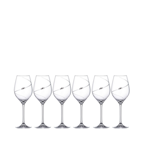 Diamante Wine Glasses - Set of 6 - In Gift Box